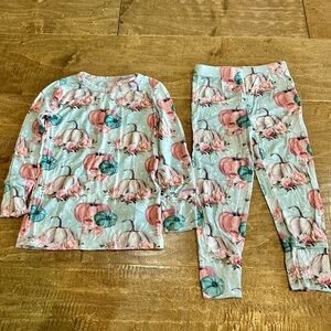Posh Peanut Girls Jackie Soft Fall Pumpkin Loungewear Pajama Set Blue 2T EUC